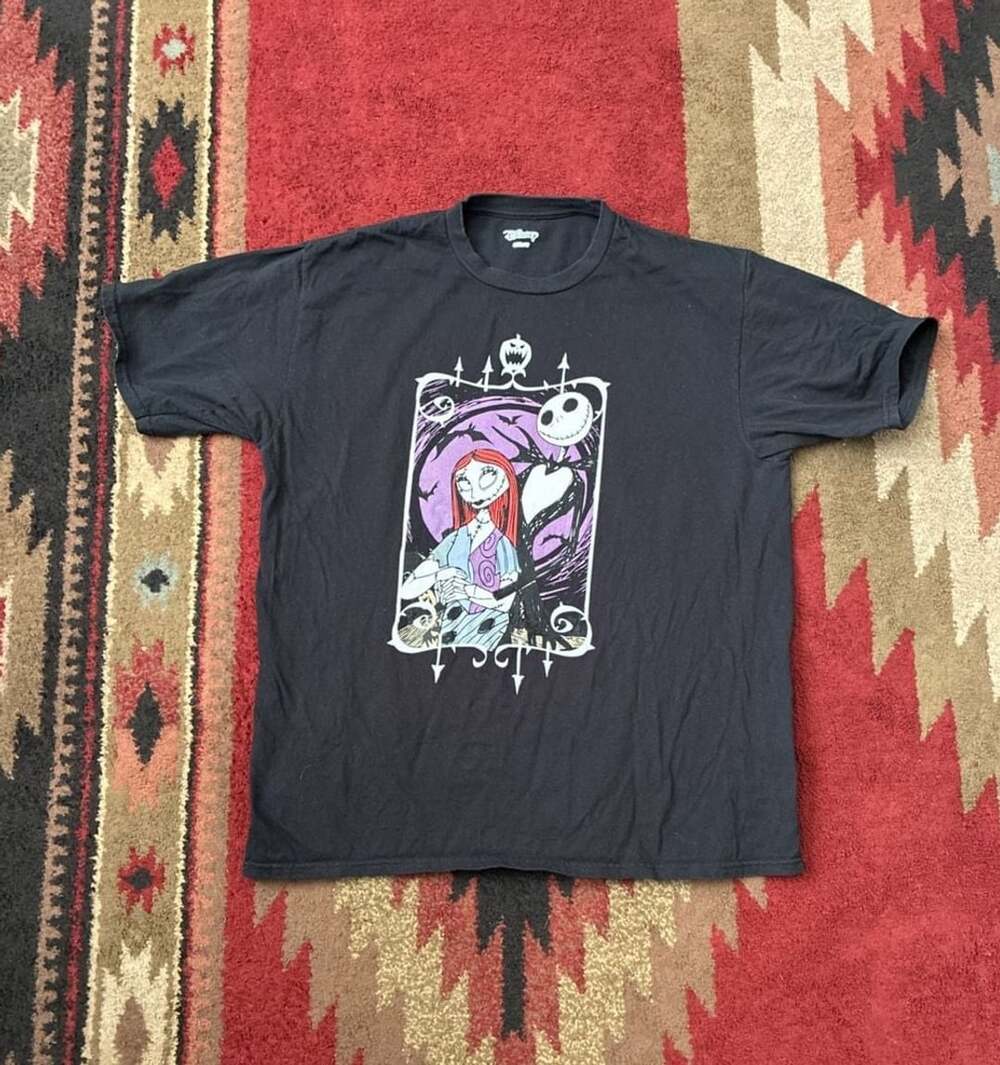 Disney The Nightmare Before Christmas Jack and Sally Graphic T-Shirt Black
